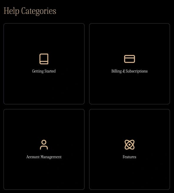 Support & Guidelines interface
