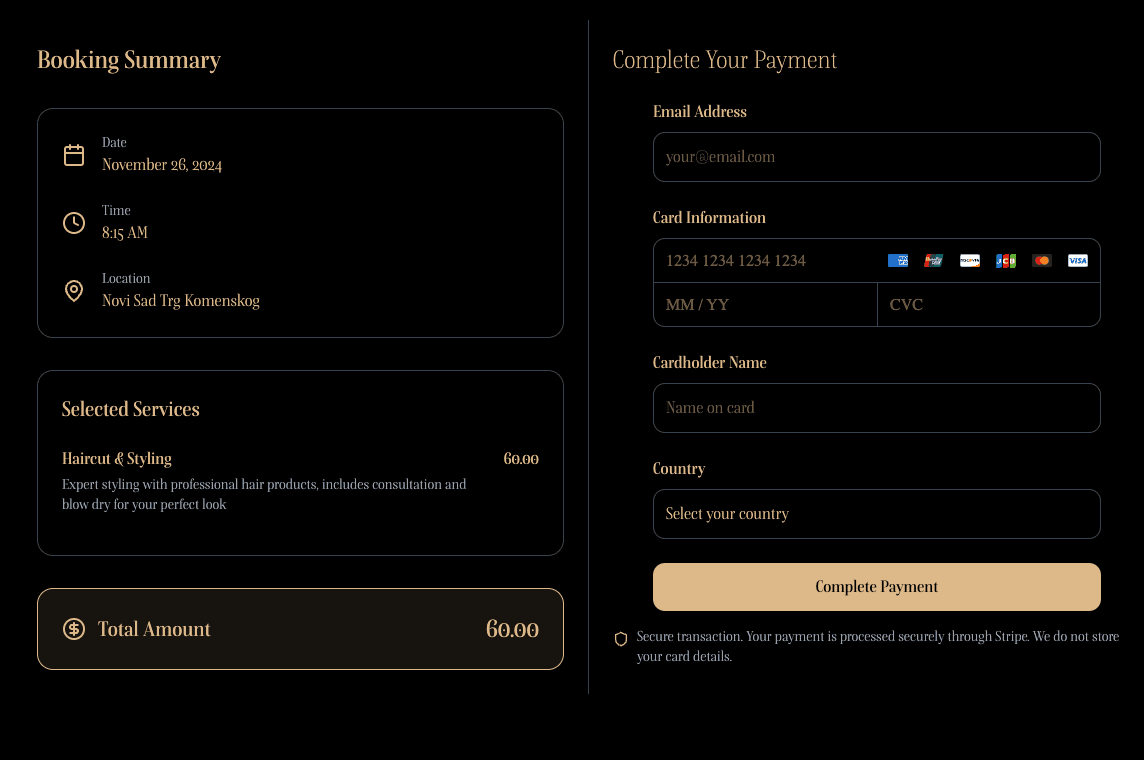 Secure Payment System interface